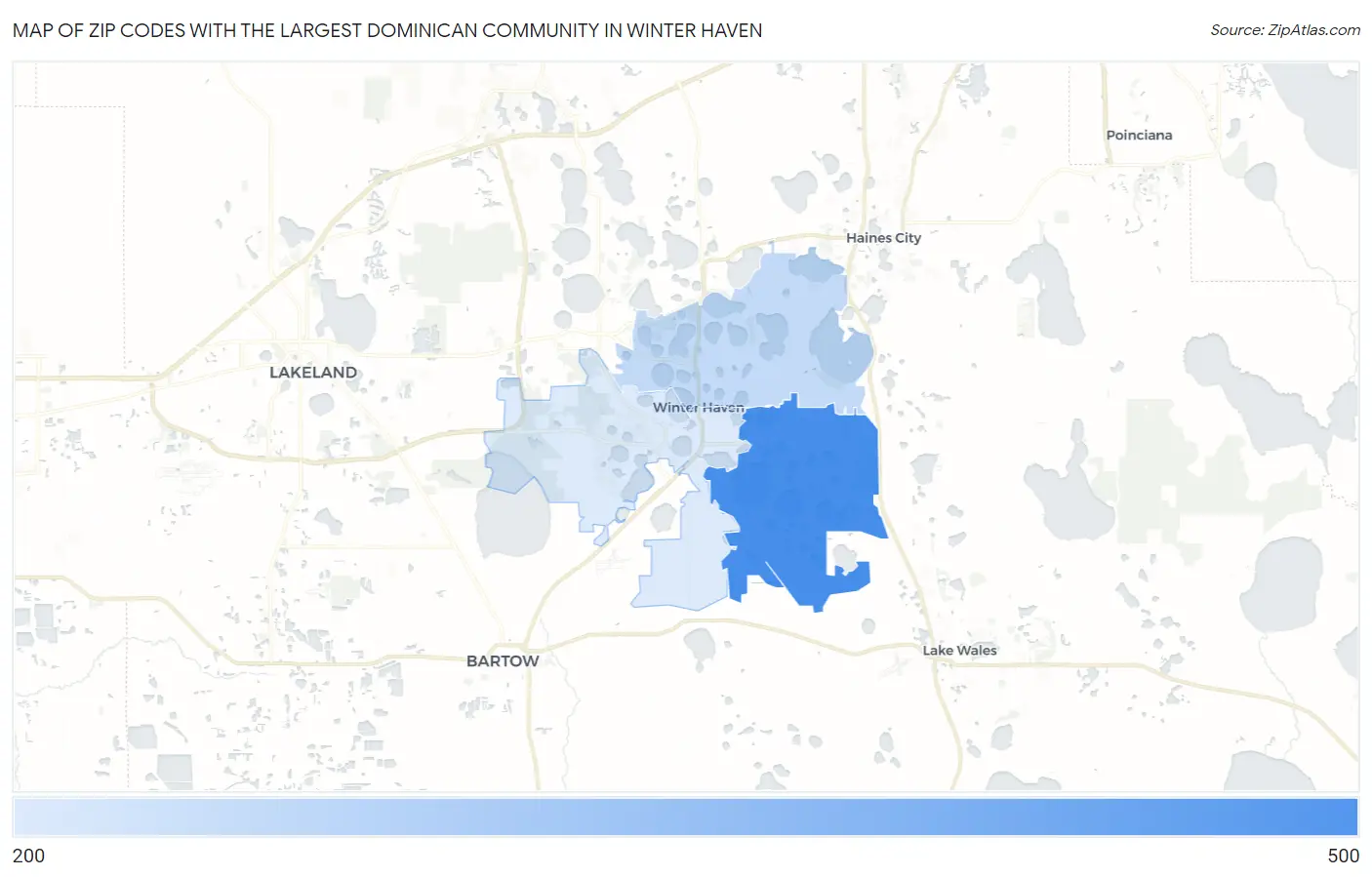 Zip Codes with the Largest Dominican Community in Winter Haven Map
