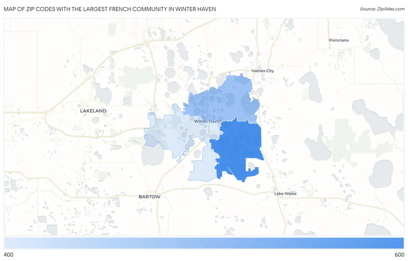Zip Codes with the Largest French Community in Winter Haven Map