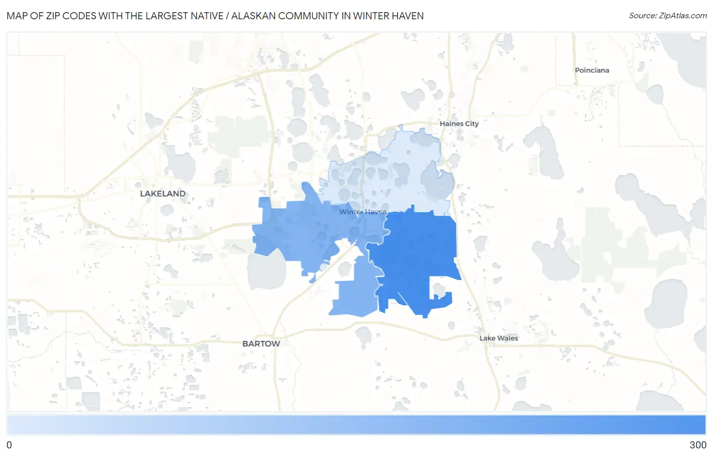 Zip Codes with the Largest Native / Alaskan Community in Winter Haven Map