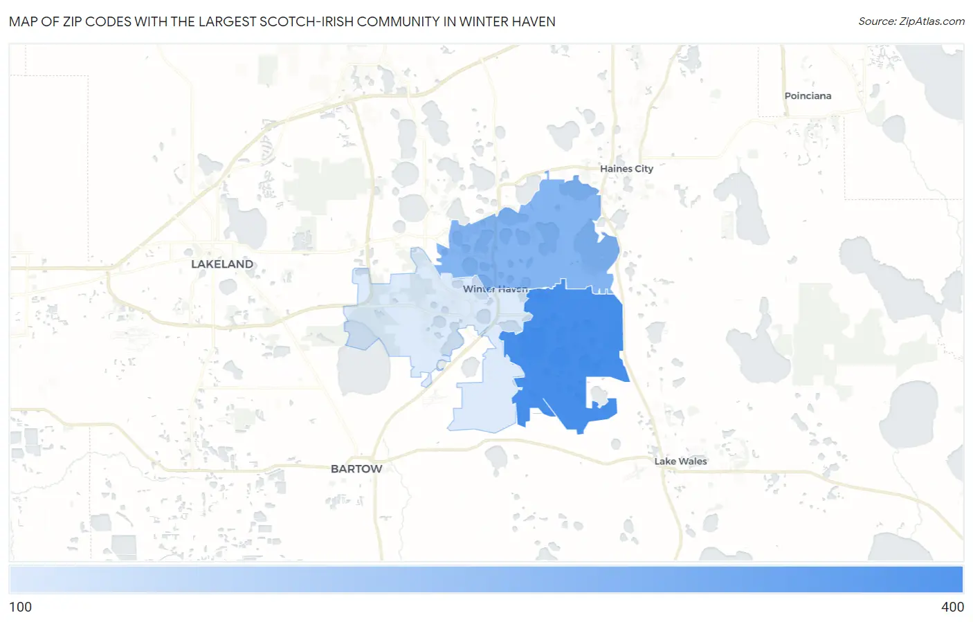 Zip Codes with the Largest Scotch-Irish Community in Winter Haven Map