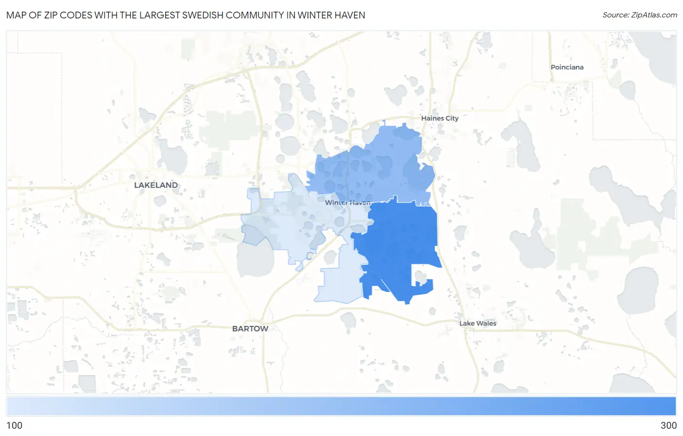 Zip Codes with the Largest Swedish Community in Winter Haven Map
