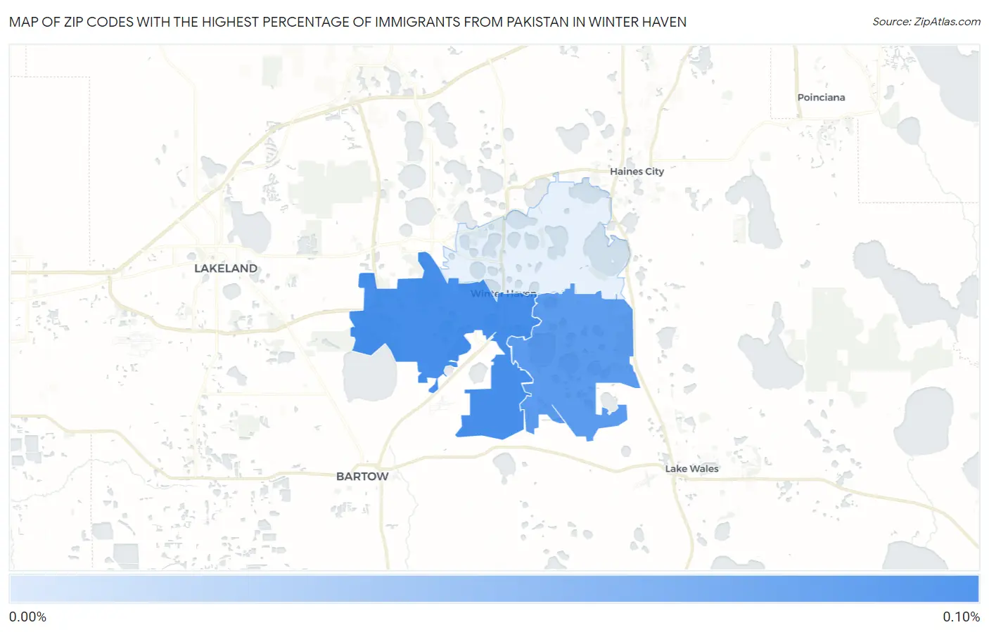 Zip Codes with the Highest Percentage of Immigrants from Pakistan in Winter Haven Map