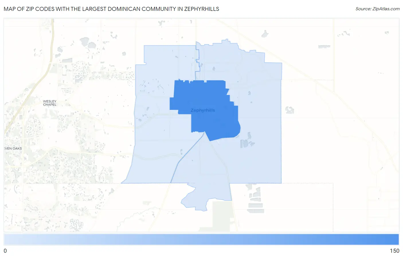 Zip Codes with the Largest Dominican Community in Zephyrhills Map