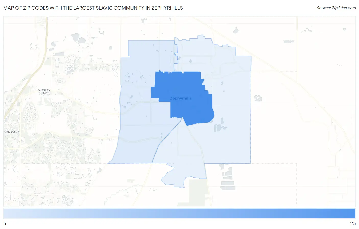 Zip Codes with the Largest Slavic Community in Zephyrhills Map