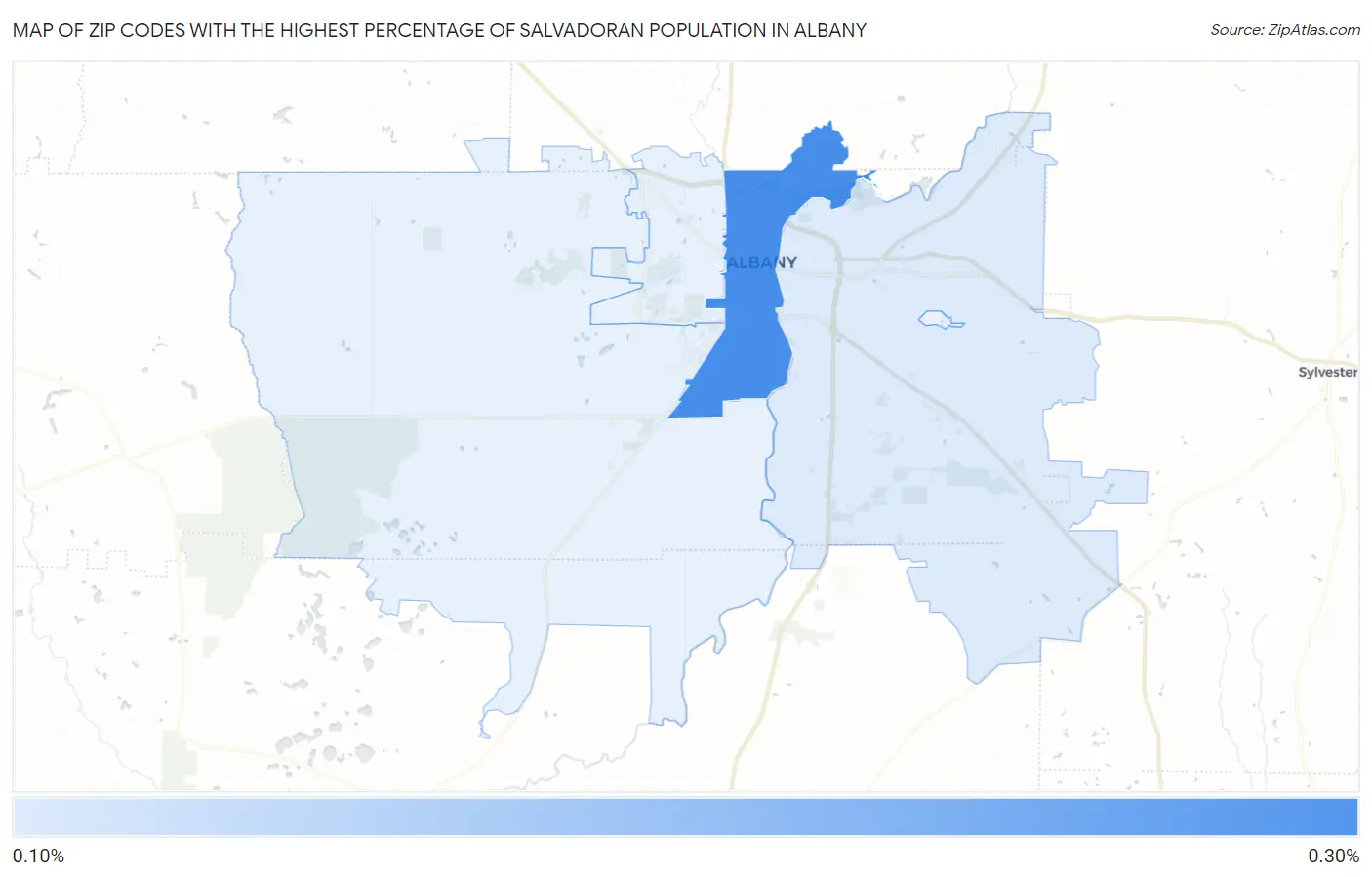 Zip Codes with the Highest Percentage of Salvadoran Population in Albany Map