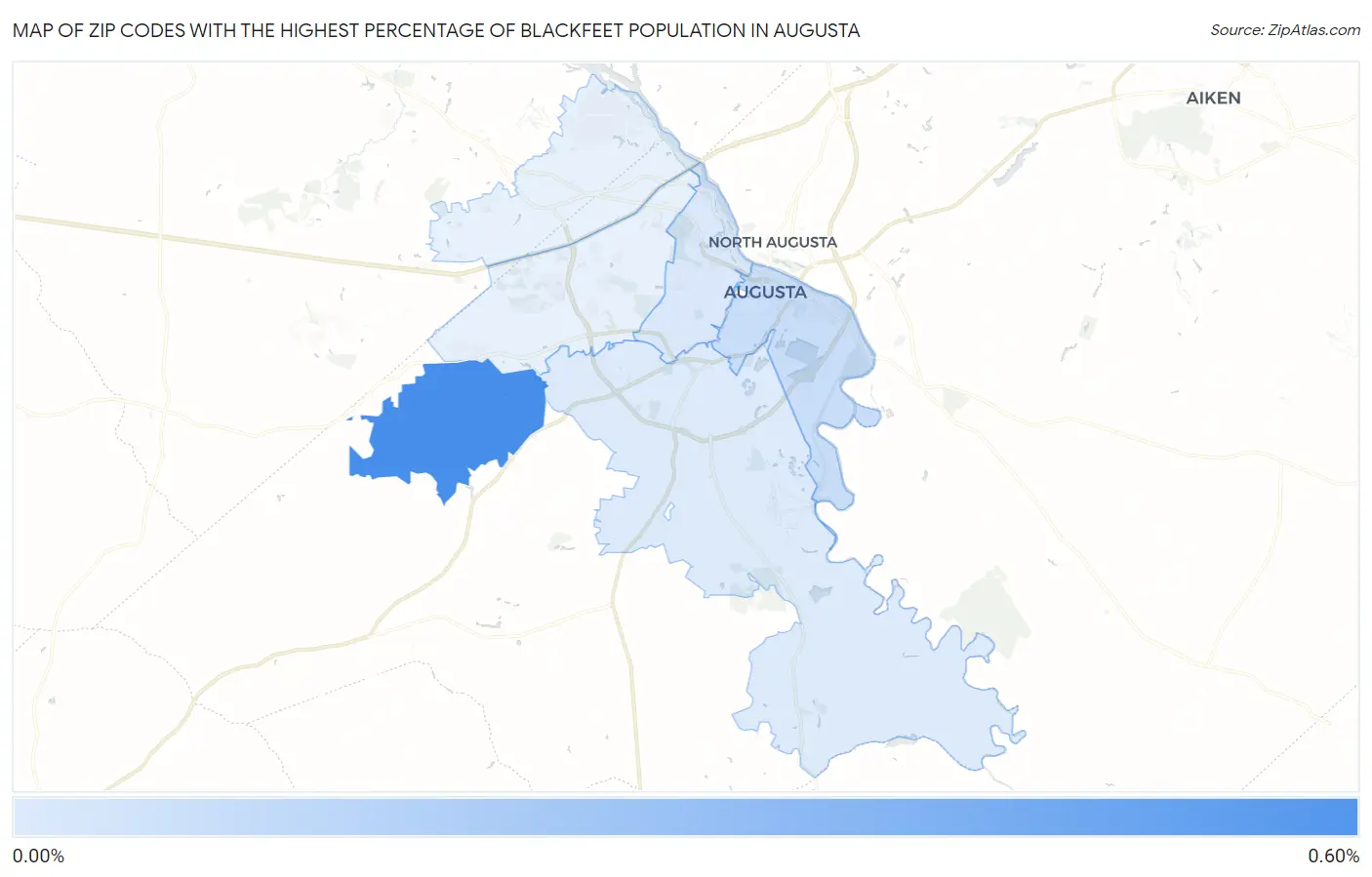 Zip Codes with the Highest Percentage of Blackfeet Population in Augusta Map