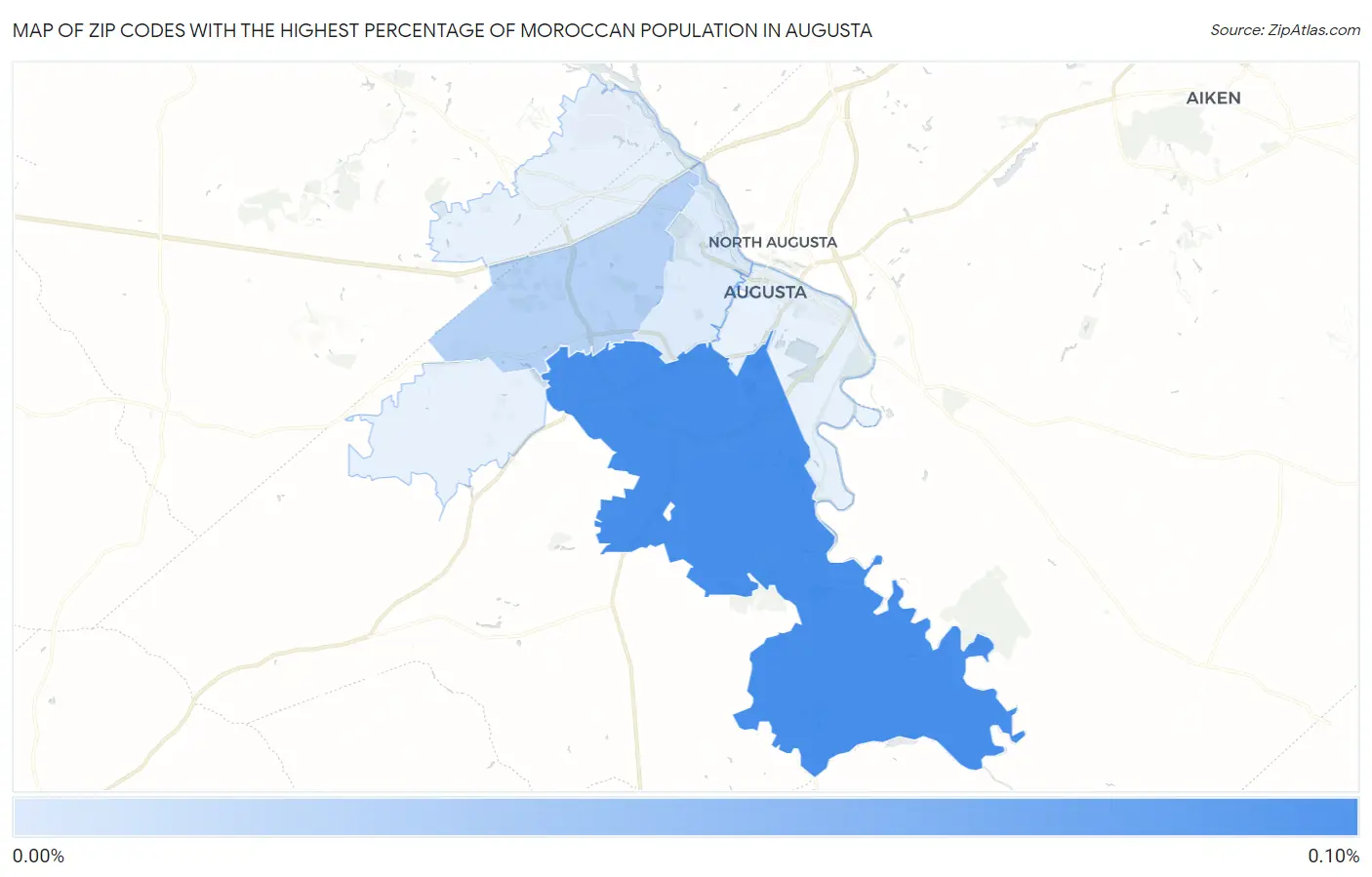 Zip Codes with the Highest Percentage of Moroccan Population in Augusta Map