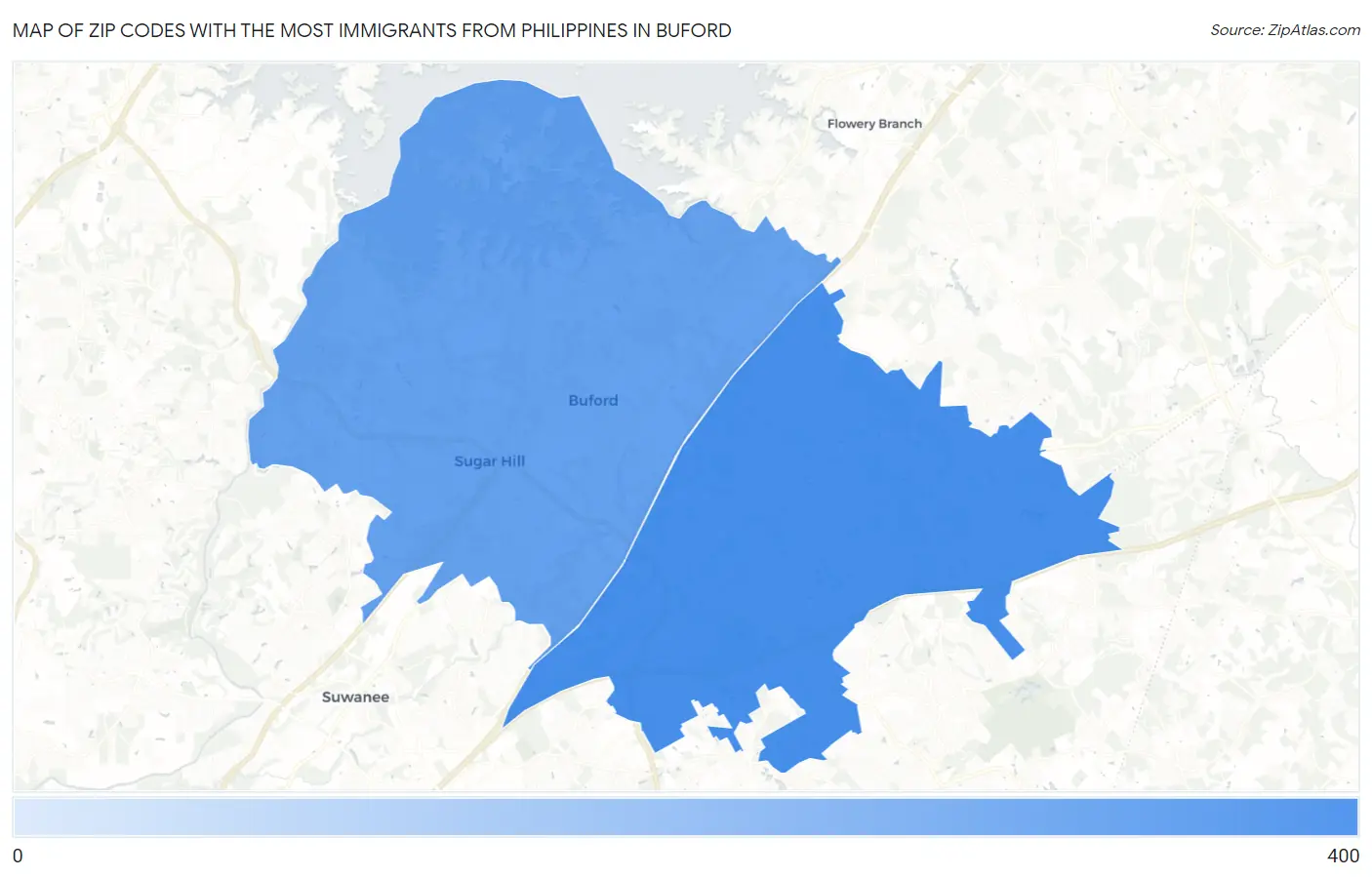 Zip Codes with the Most Immigrants from Philippines in Buford Map