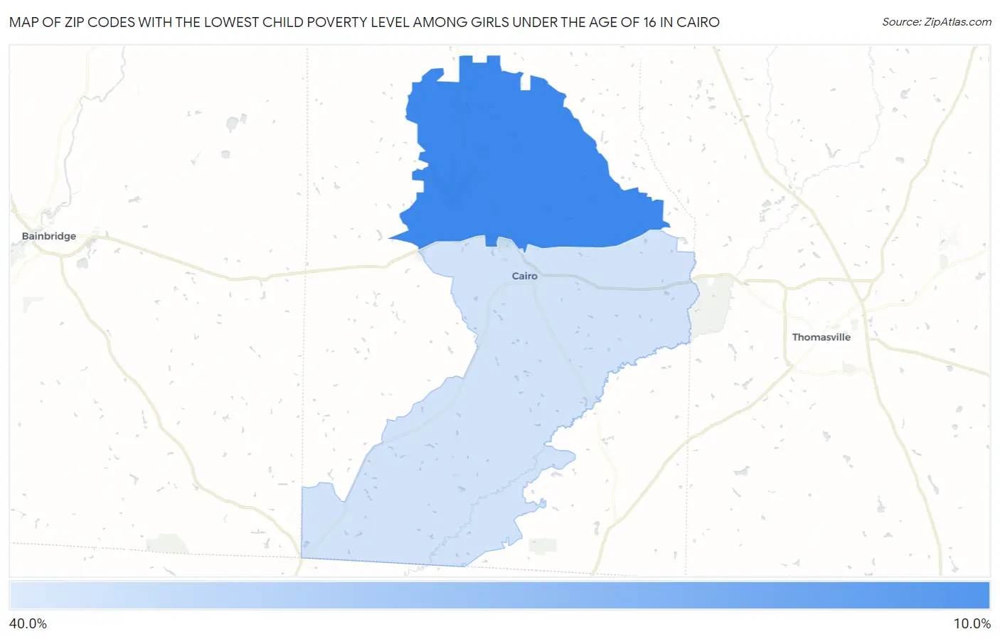 Zip Codes with the Lowest Child Poverty Level Among Girls Under the Age of 16 in Cairo Map