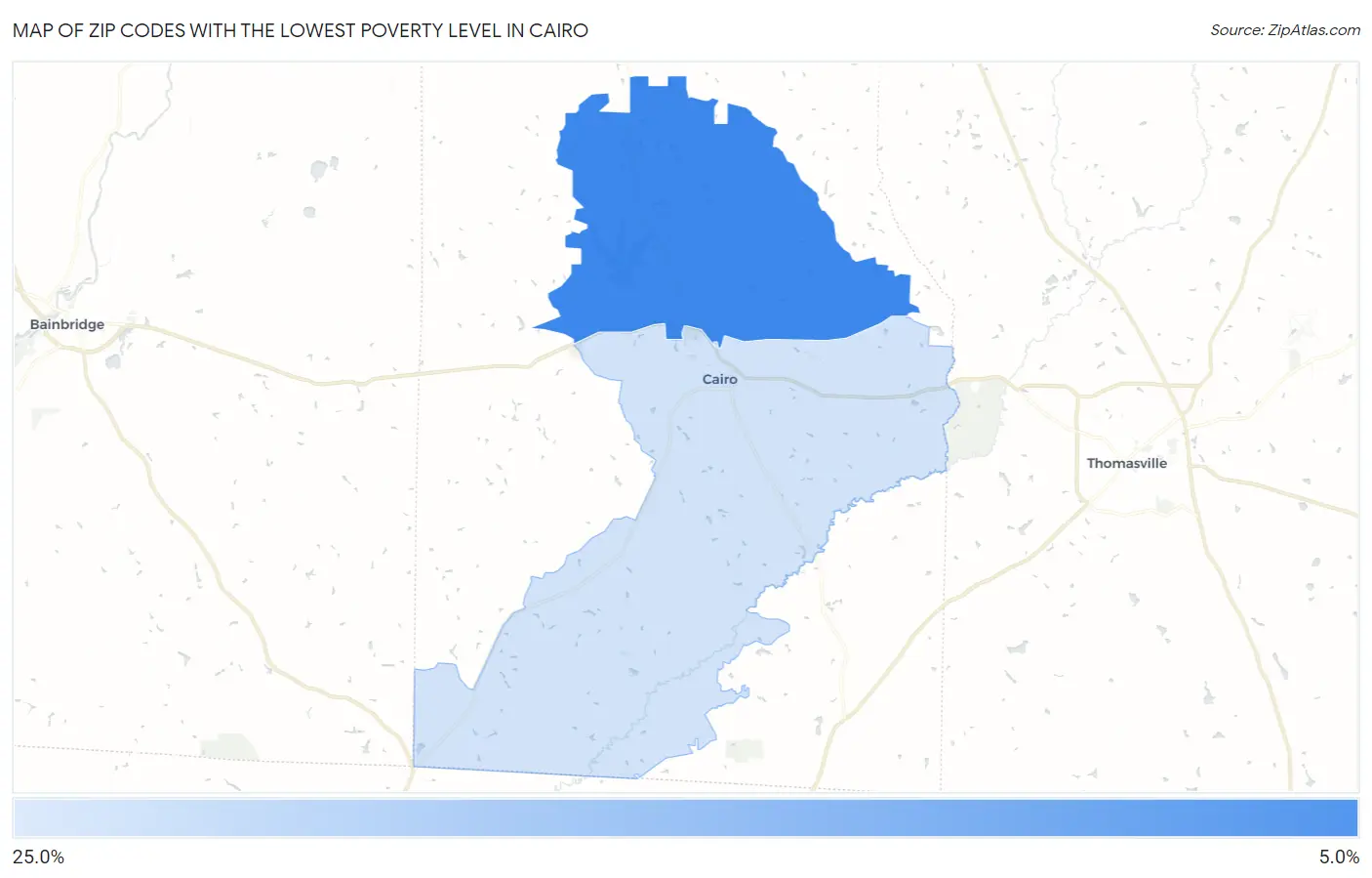 Zip Codes with the Lowest Poverty Level in Cairo Map
