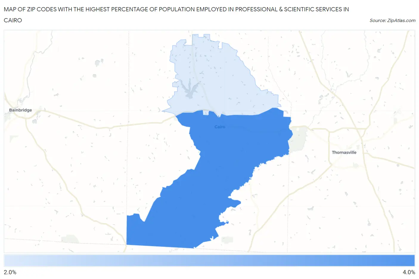 Zip Codes with the Highest Percentage of Population Employed in Professional & Scientific Services in Cairo Map