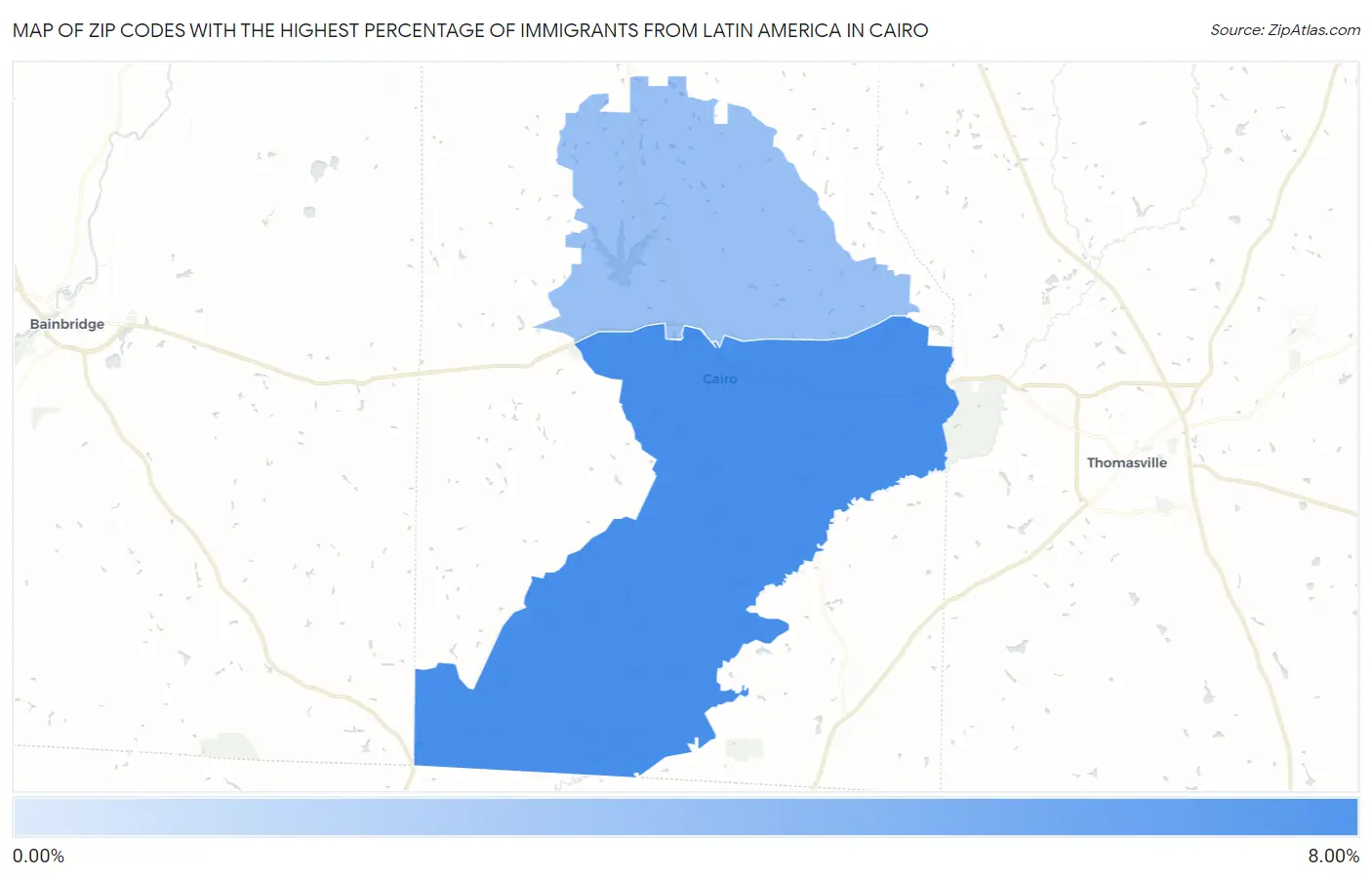 Zip Codes with the Highest Percentage of Immigrants from Latin America in Cairo Map
