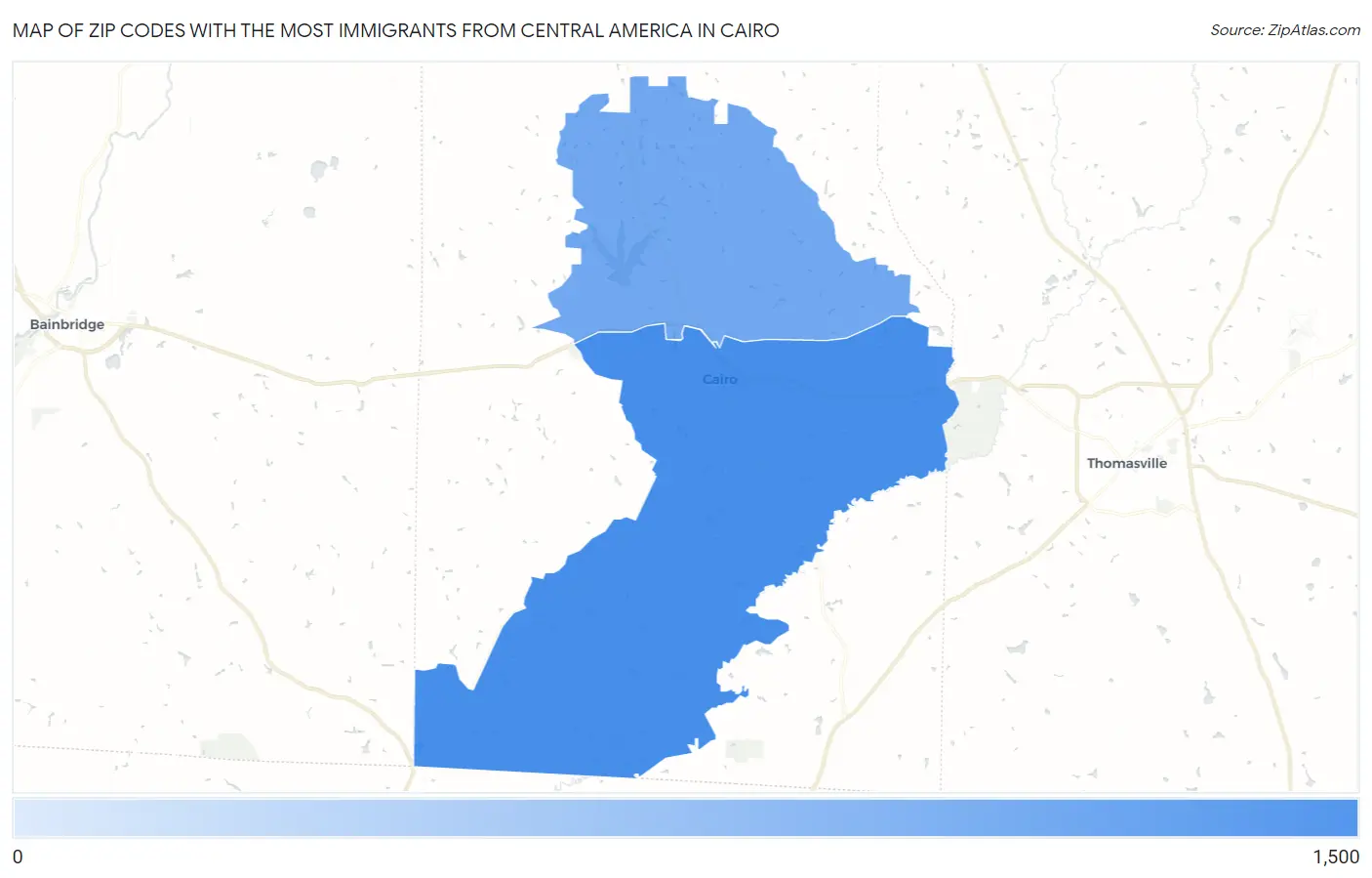 Zip Codes with the Most Immigrants from Central America in Cairo Map