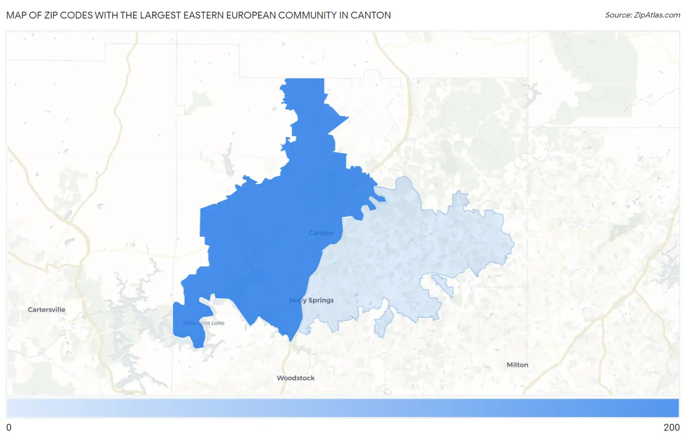 Zip Codes with the Largest Eastern European Community in Canton Map