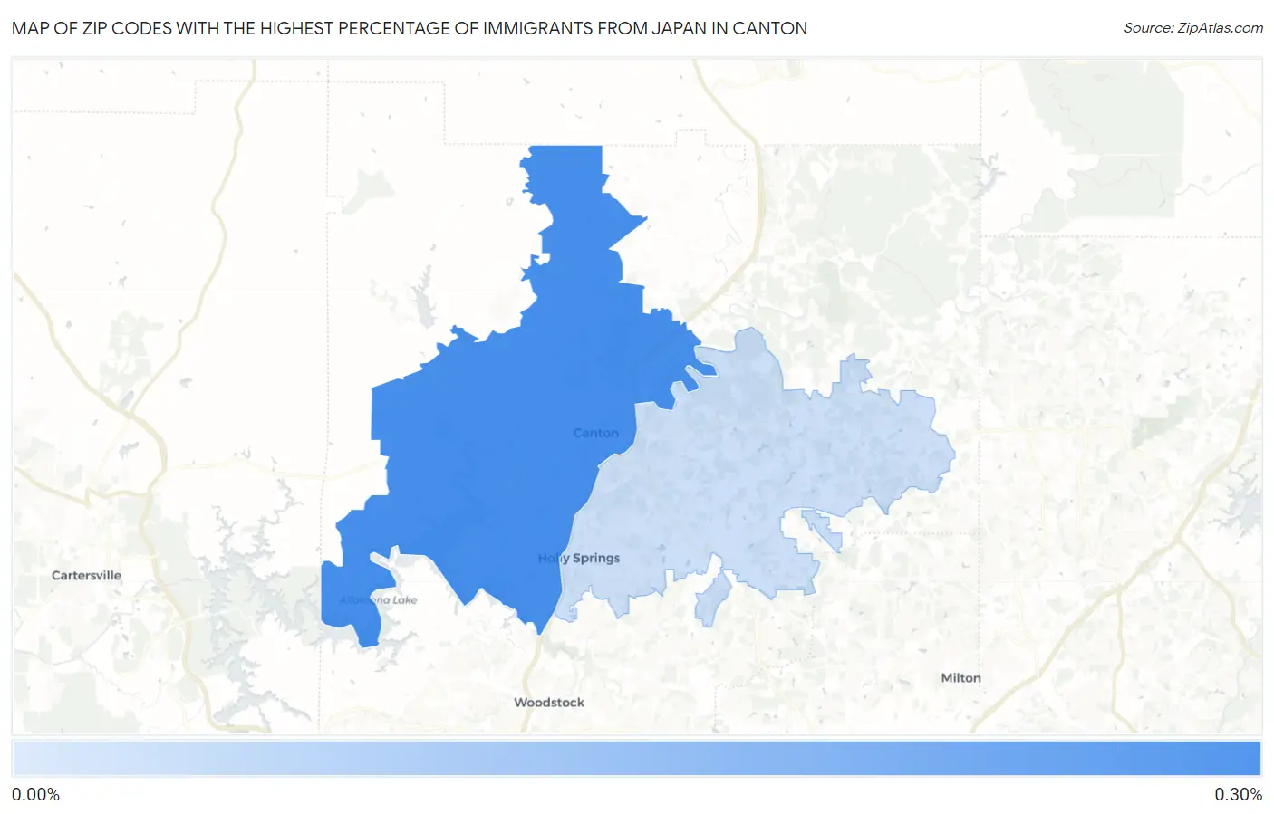 Zip Codes with the Highest Percentage of Immigrants from Japan in Canton Map