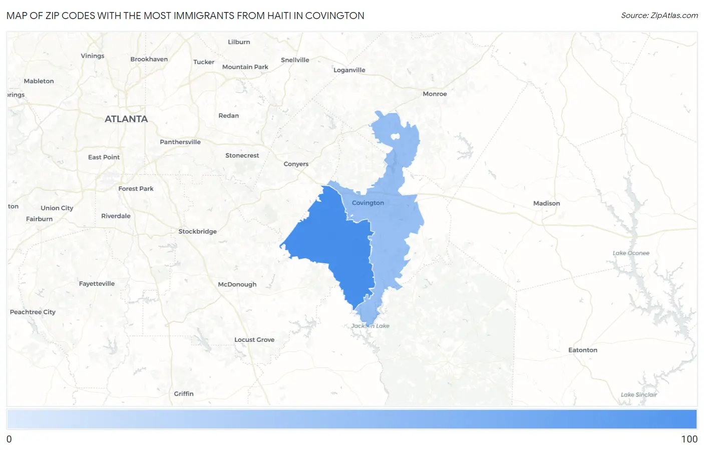 Zip Codes with the Most Immigrants from Haiti in Covington Map