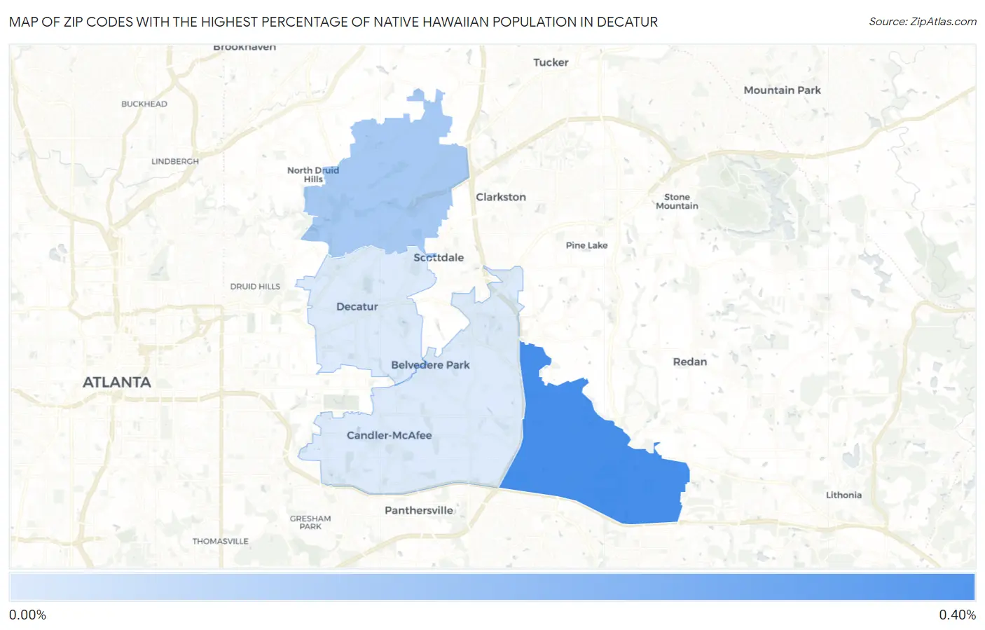 Zip Codes with the Highest Percentage of Native Hawaiian Population in Decatur Map