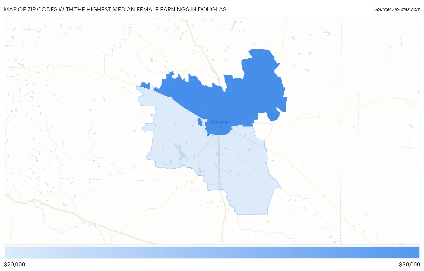 Zip Codes with the Highest Median Female Earnings in Douglas Map