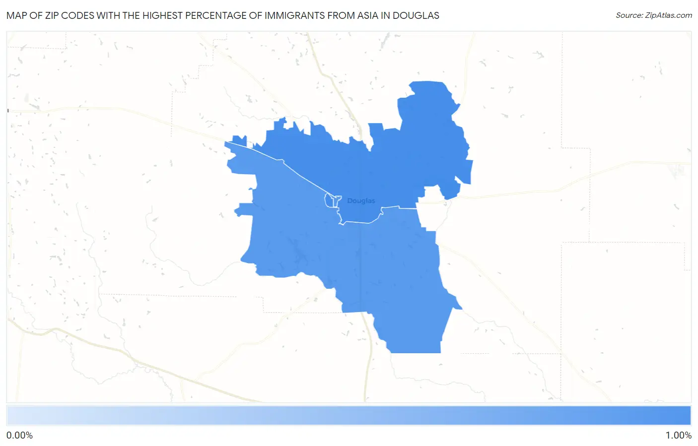 Zip Codes with the Highest Percentage of Immigrants from Asia in Douglas Map