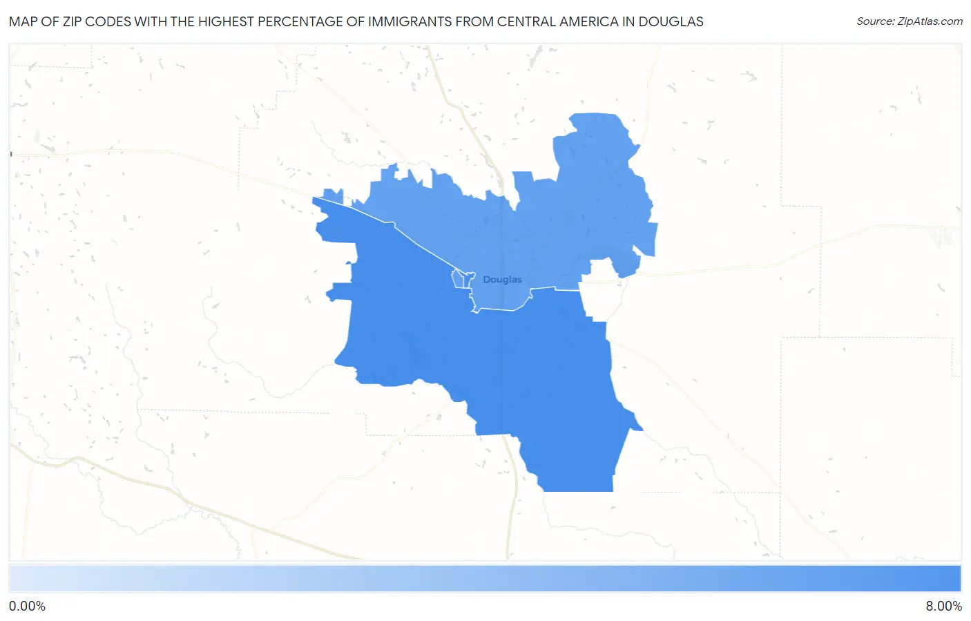 Zip Codes with the Highest Percentage of Immigrants from Central America in Douglas Map