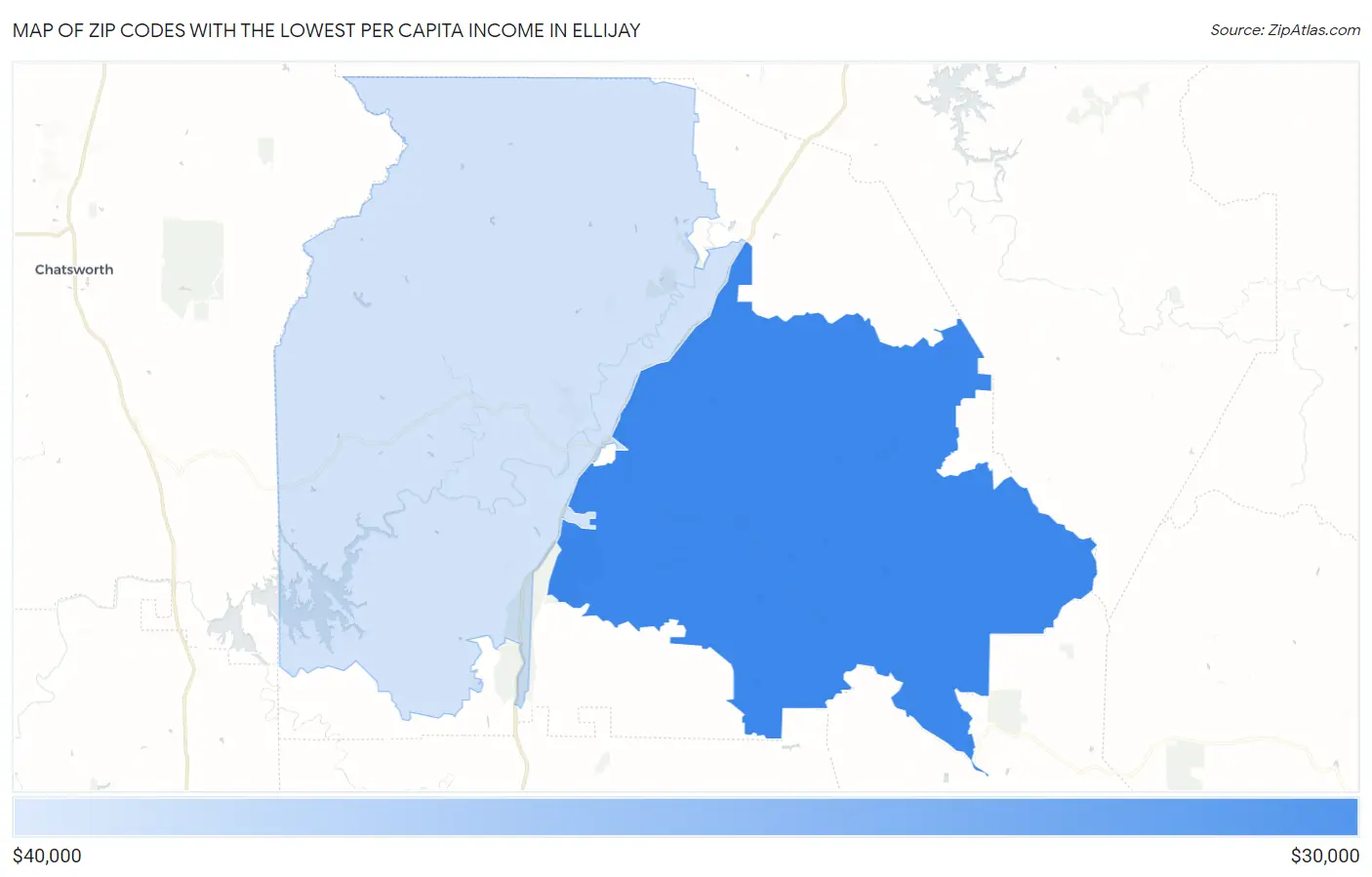 Zip Codes with the Lowest Per Capita Income in Ellijay Map