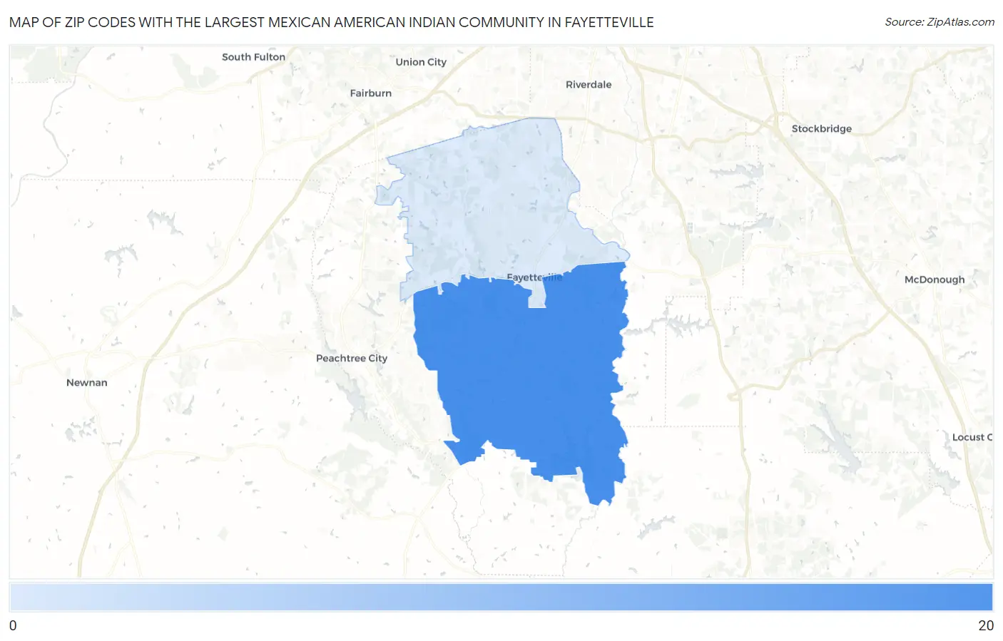 Zip Codes with the Largest Mexican American Indian Community in Fayetteville Map