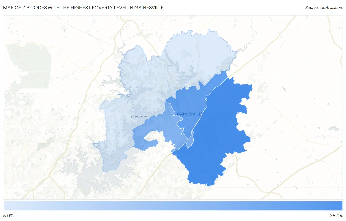 Zip Codes with the Highest Poverty Level in Gainesville Map