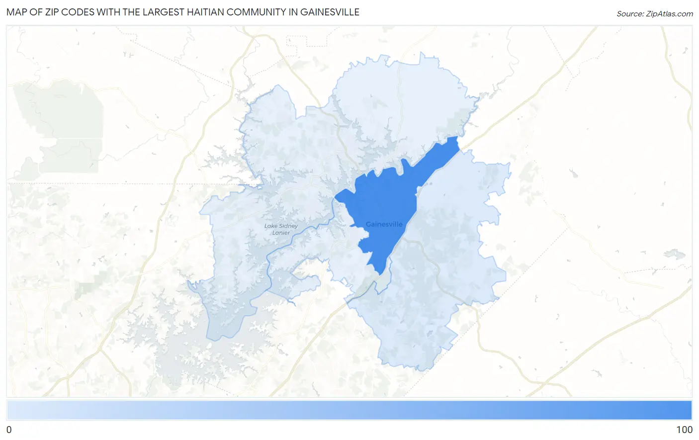 Zip Codes with the Largest Haitian Community in Gainesville Map
