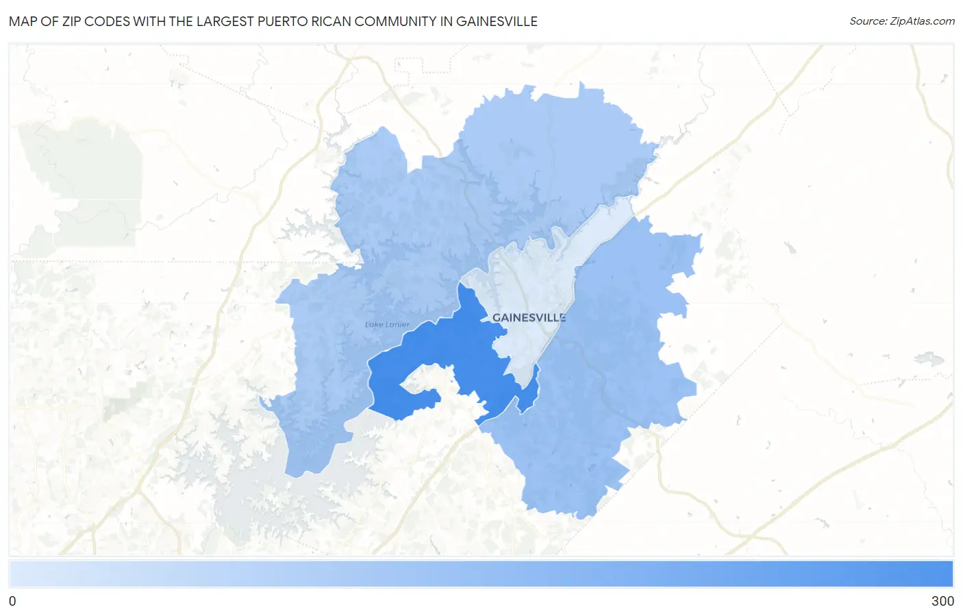 Zip Codes with the Largest Puerto Rican Community in Gainesville Map