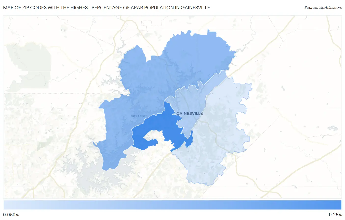 Zip Codes with the Highest Percentage of Arab Population in Gainesville Map