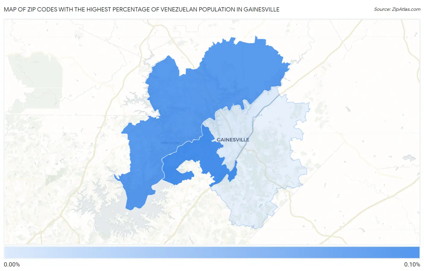 Zip Codes with the Highest Percentage of Venezuelan Population in Gainesville Map