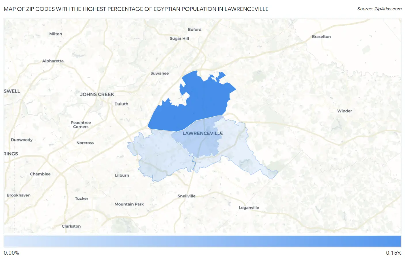 Zip Codes with the Highest Percentage of Egyptian Population in Lawrenceville Map