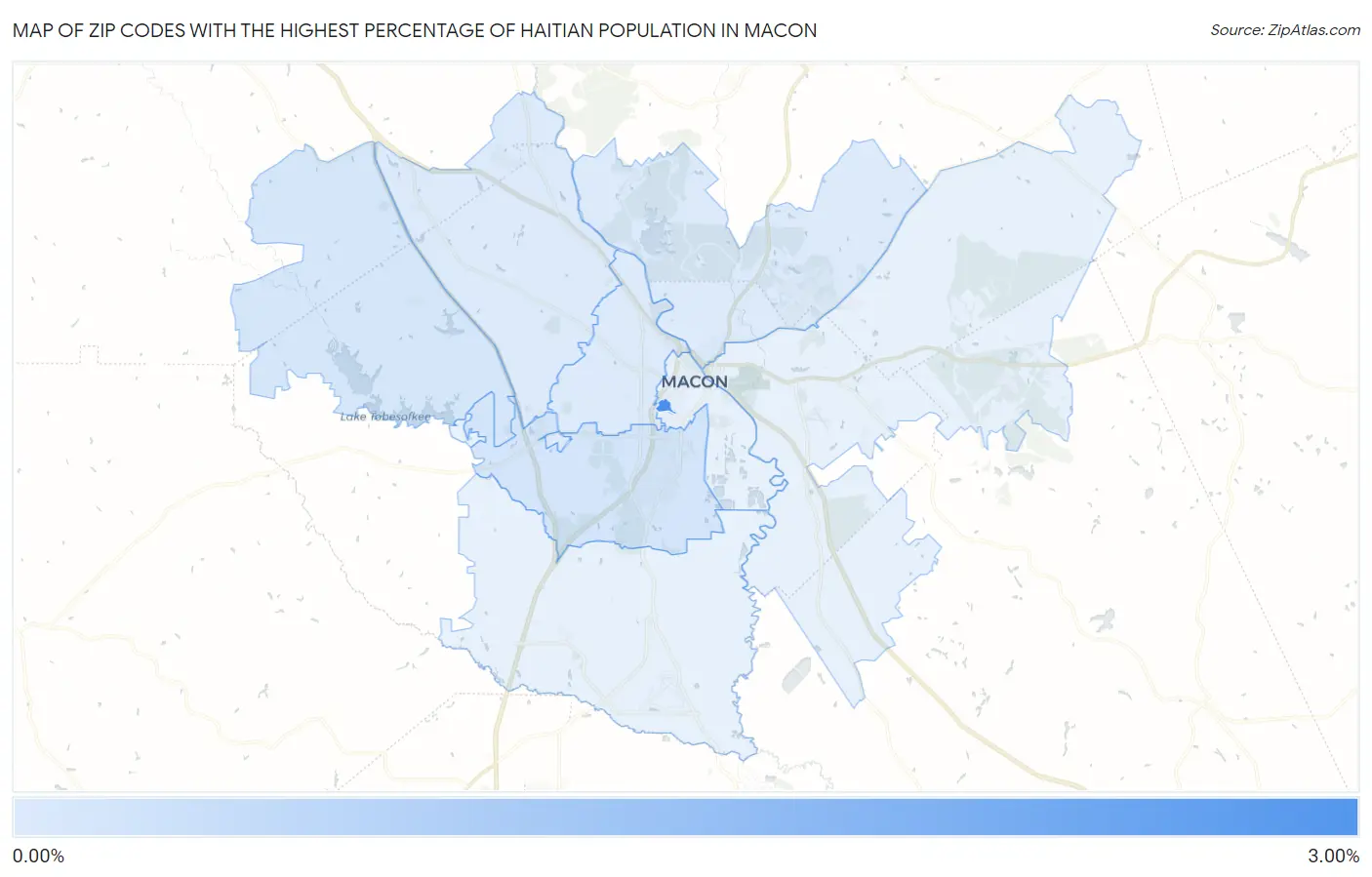 Zip Codes with the Highest Percentage of Haitian Population in Macon Map