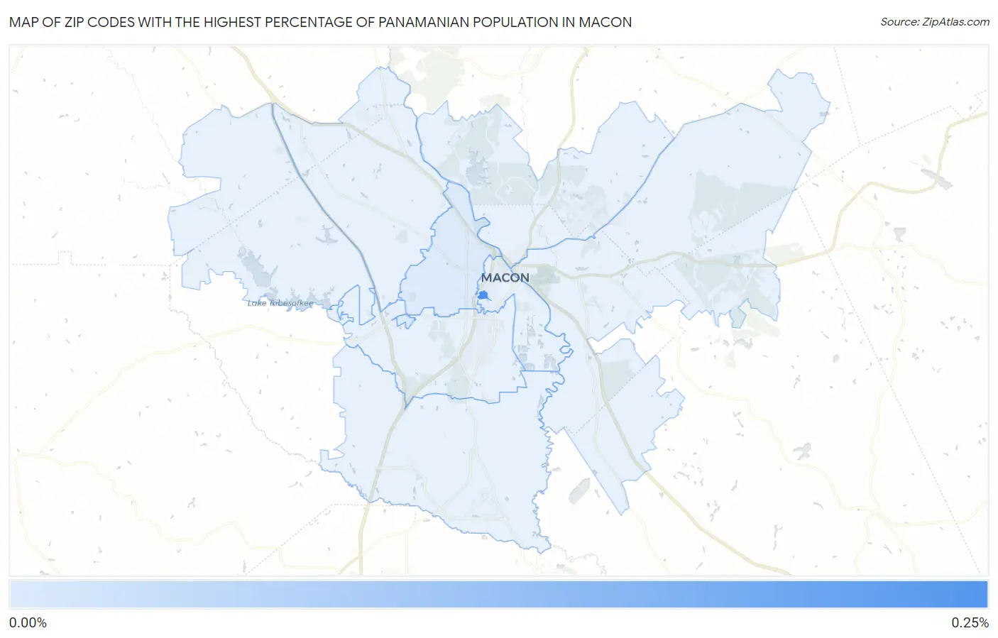 Zip Codes with the Highest Percentage of Panamanian Population in Macon Map