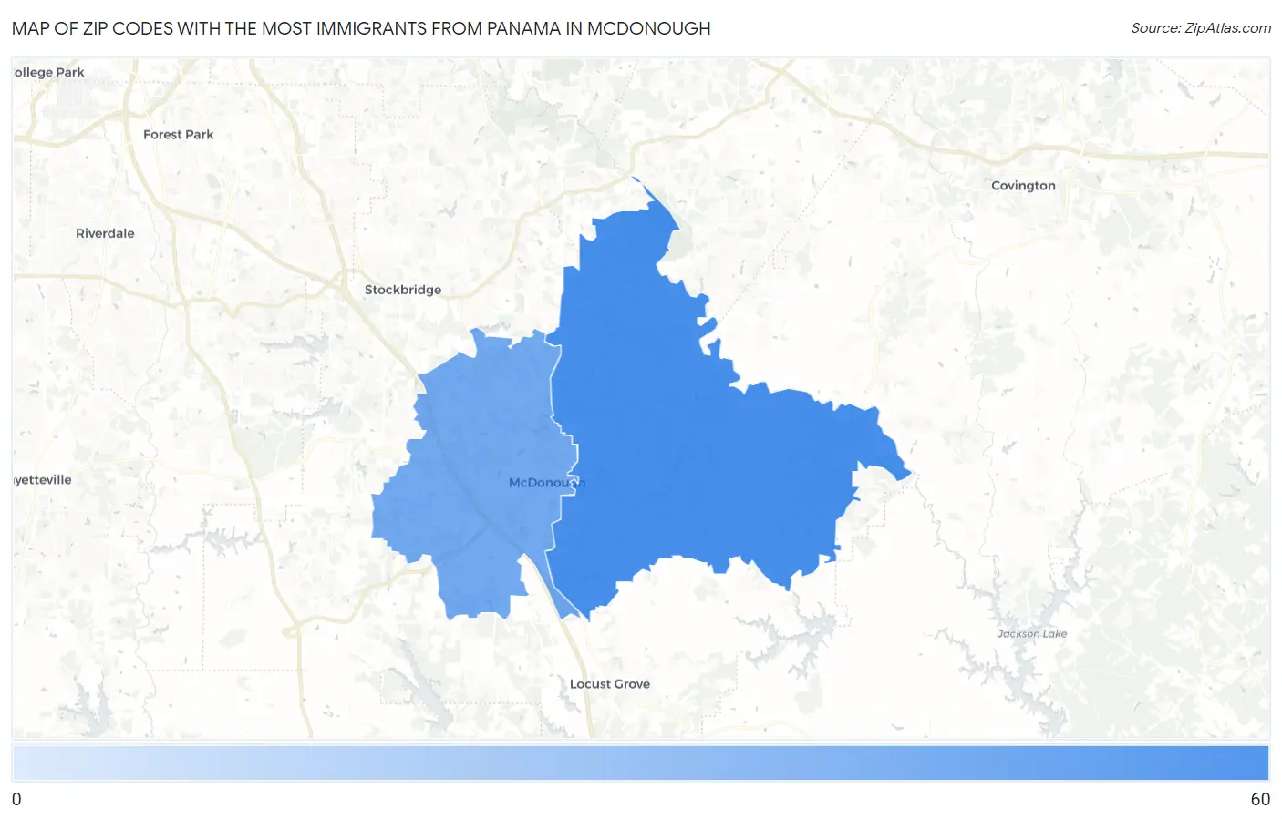 Zip Codes with the Most Immigrants from Panama in Mcdonough Map