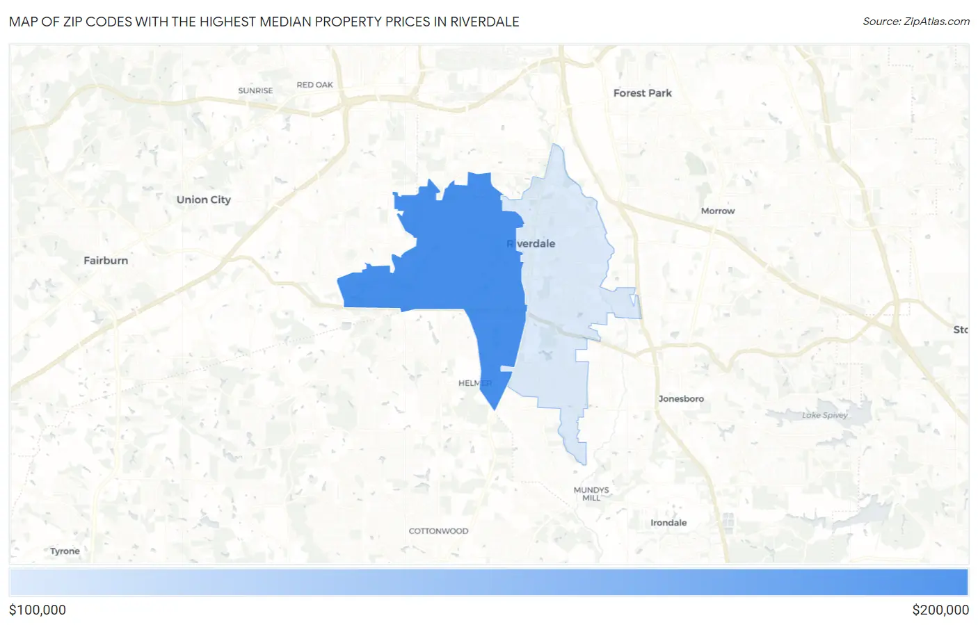 Zip Codes with the Highest Median Property Prices in Riverdale Map