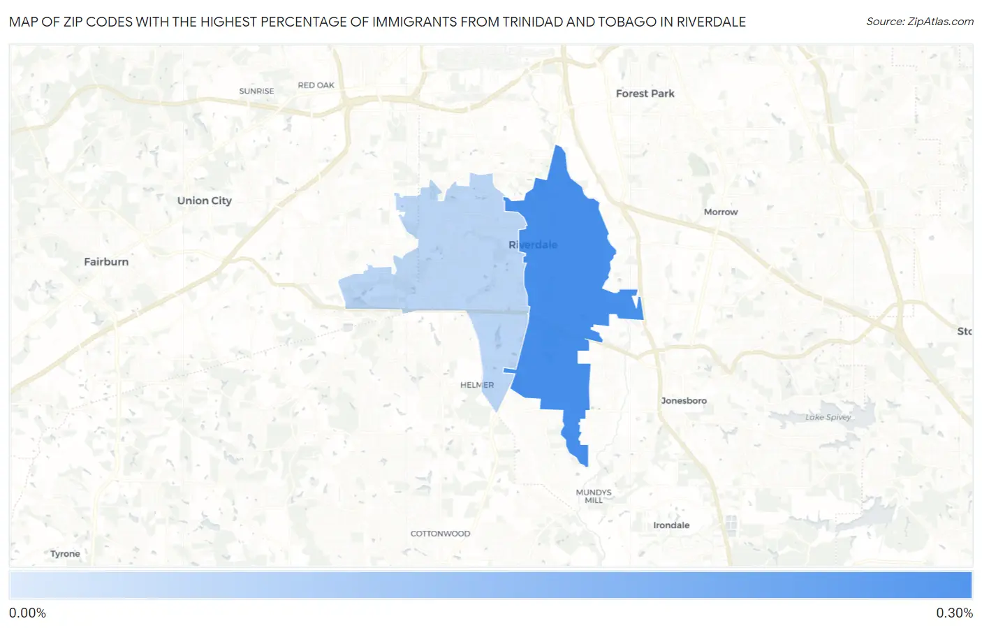 Zip Codes with the Highest Percentage of Immigrants from Trinidad and Tobago in Riverdale Map