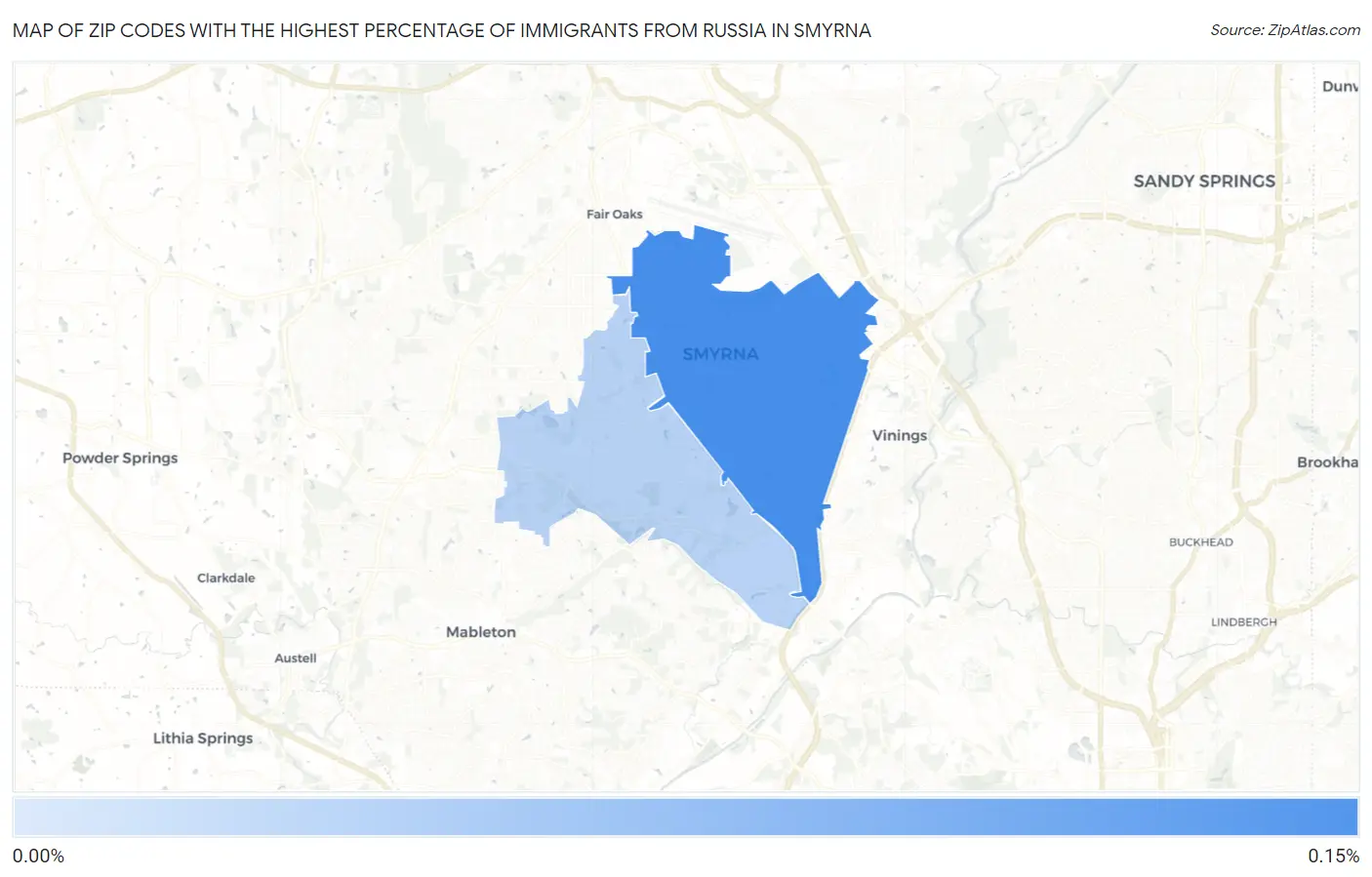 Zip Codes with the Highest Percentage of Immigrants from Russia in Smyrna Map