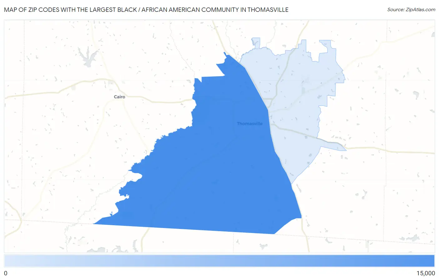 Zip Codes with the Largest Black / African American Community in Thomasville Map