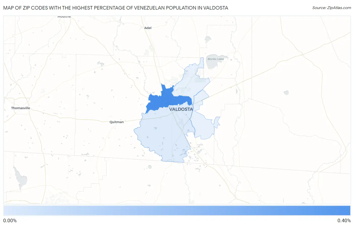 Zip Codes with the Highest Percentage of Venezuelan Population in Valdosta Map