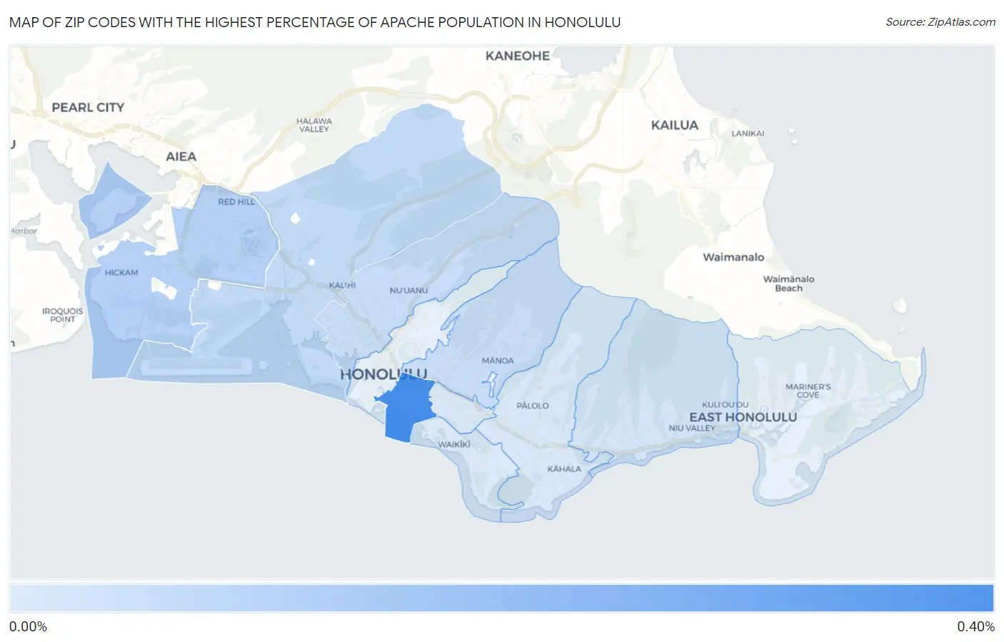 Zip Codes with the Highest Percentage of Apache Population in Honolulu Map