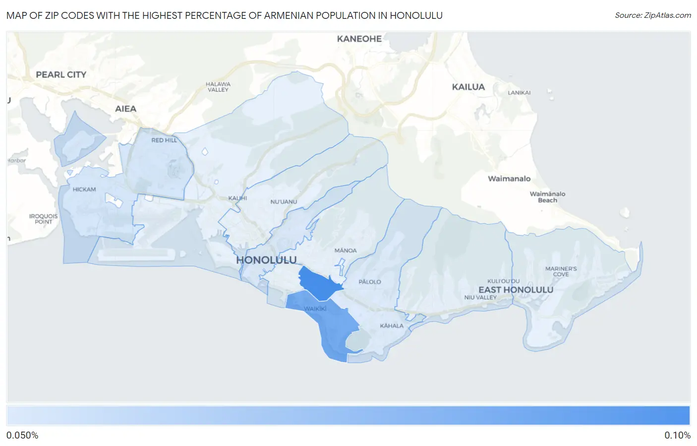 Zip Codes with the Highest Percentage of Armenian Population in Honolulu Map