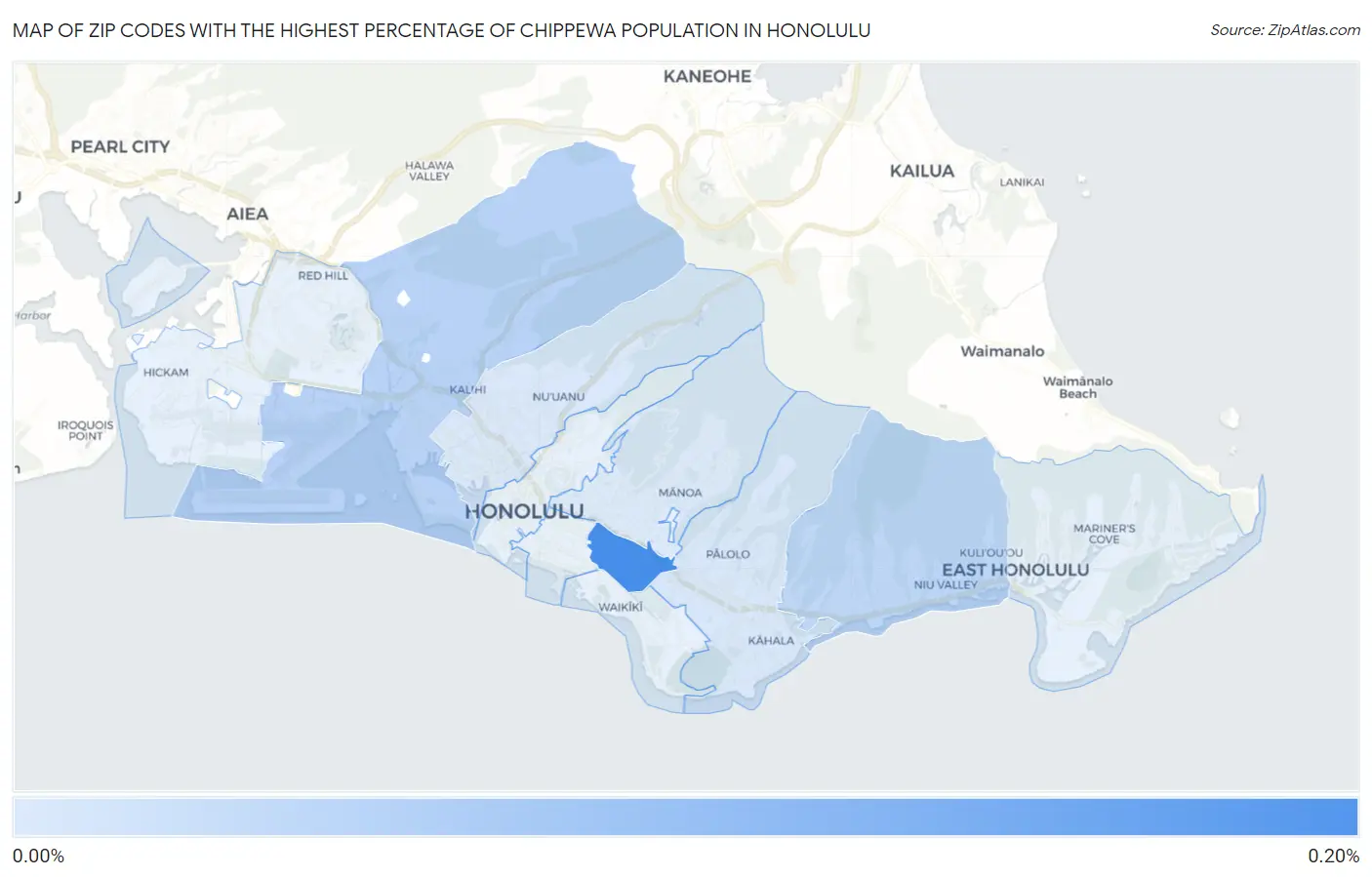 Zip Codes with the Highest Percentage of Chippewa Population in Honolulu Map