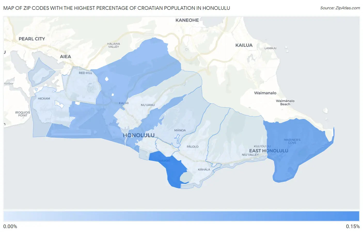 Zip Codes with the Highest Percentage of Croatian Population in Honolulu Map