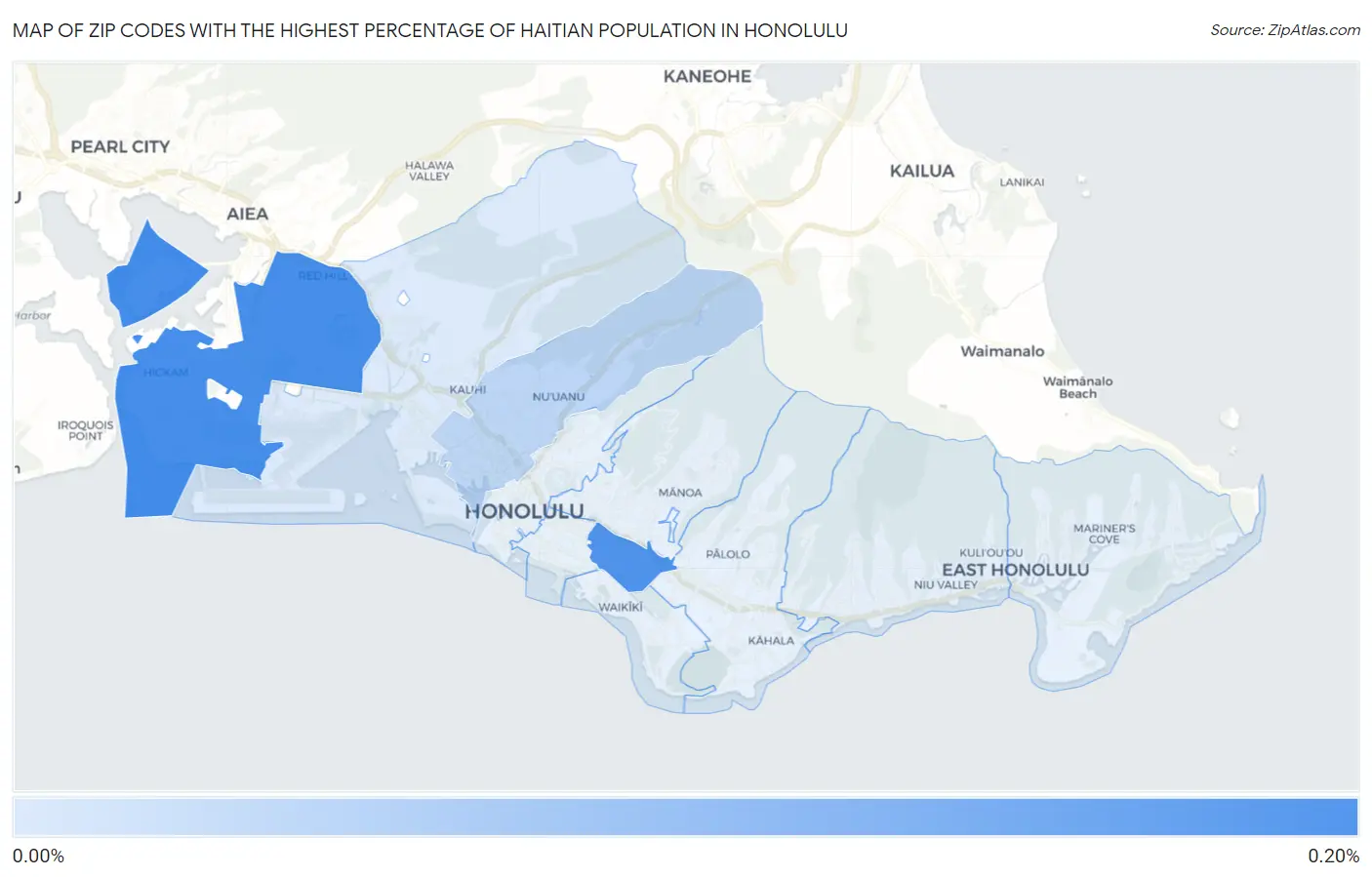 Zip Codes with the Highest Percentage of Haitian Population in Honolulu Map