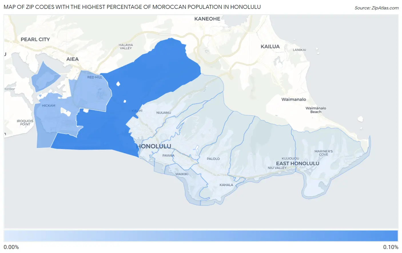 Zip Codes with the Highest Percentage of Moroccan Population in Honolulu Map