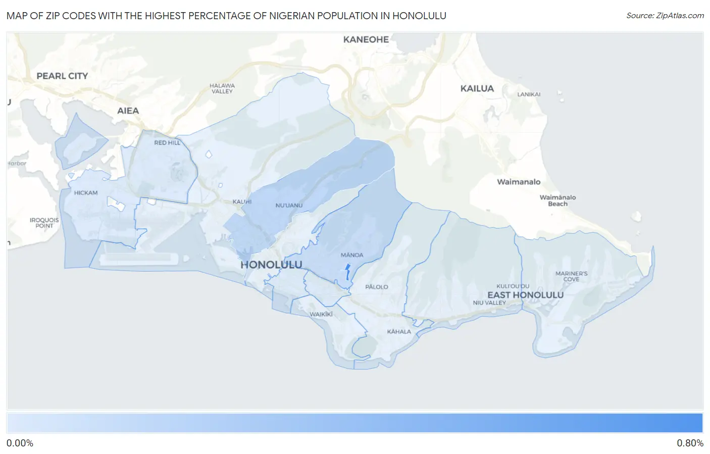 Zip Codes with the Highest Percentage of Nigerian Population in Honolulu Map