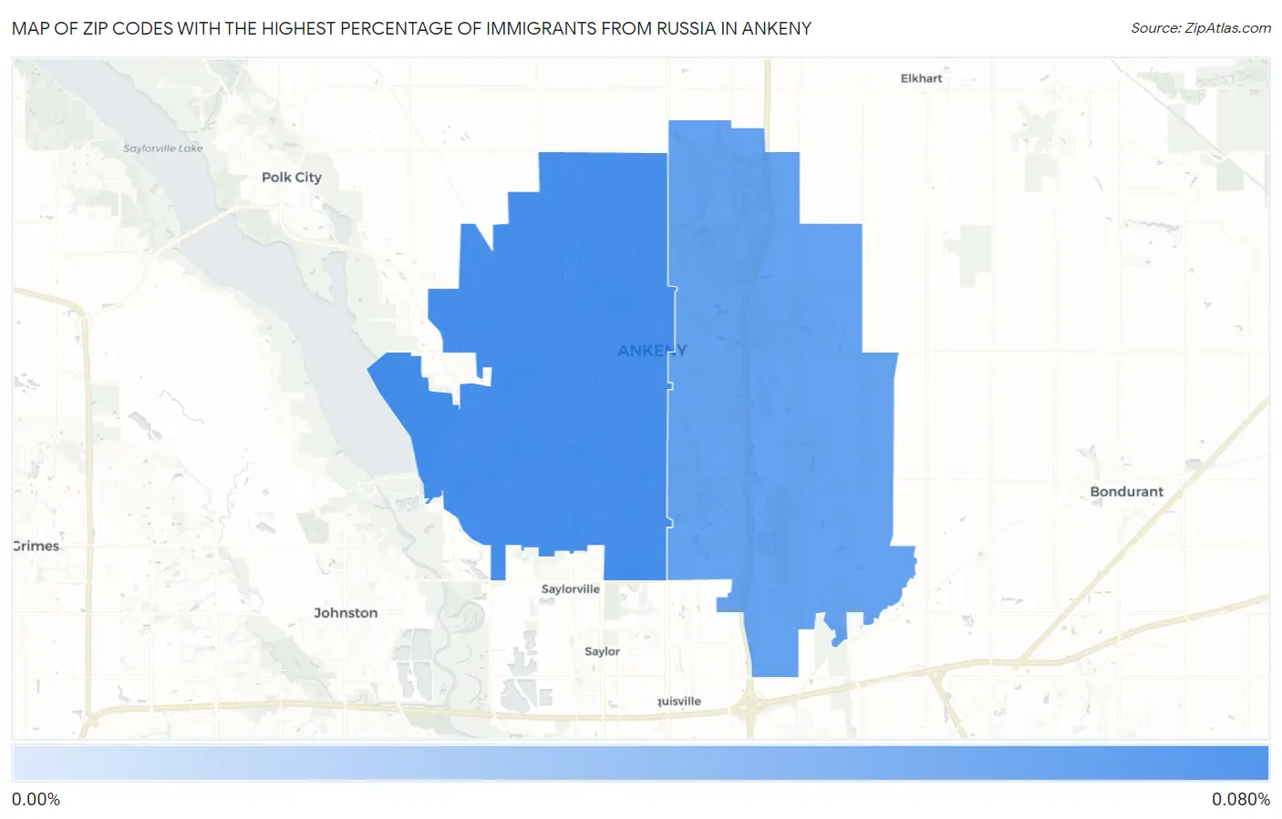 Zip Codes with the Highest Percentage of Immigrants from Russia in Ankeny Map