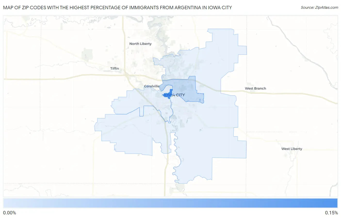Zip Codes with the Highest Percentage of Immigrants from Argentina in Iowa City Map