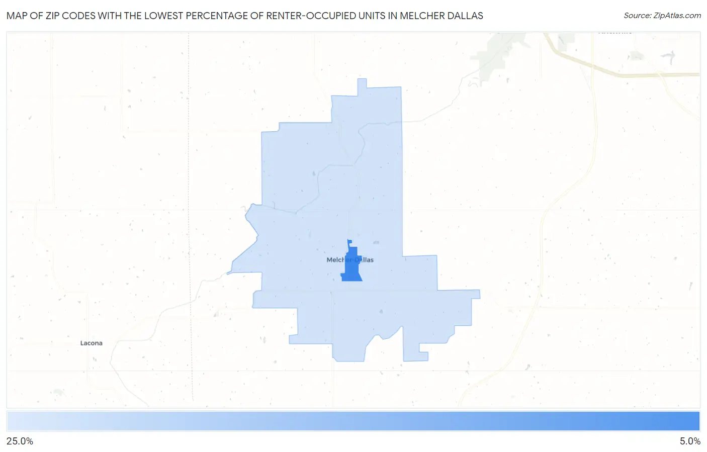 Zip Codes with the Lowest Percentage of Renter-Occupied Units in Melcher Dallas Map